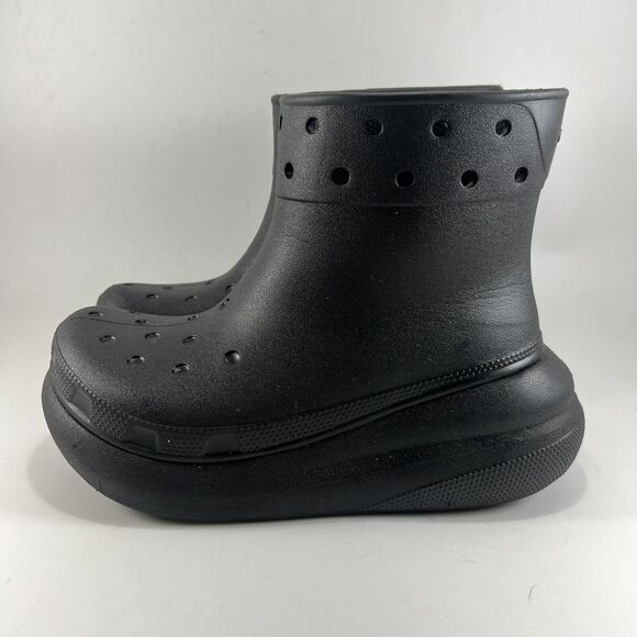 Crocs Classic Crush Chunky Rain Boots Womens Size 7 Black Rubber Unisex Mens 5 - Picture 4 of 10